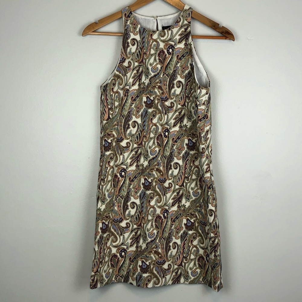 Zara Brocade Paisley Sleeveless Mini Dress…